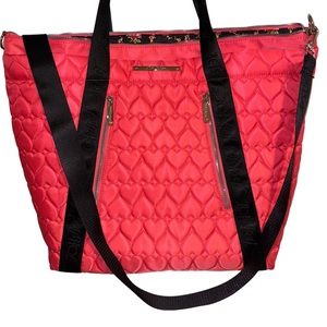 Betsey Johnson Red Heart Quilted Tote